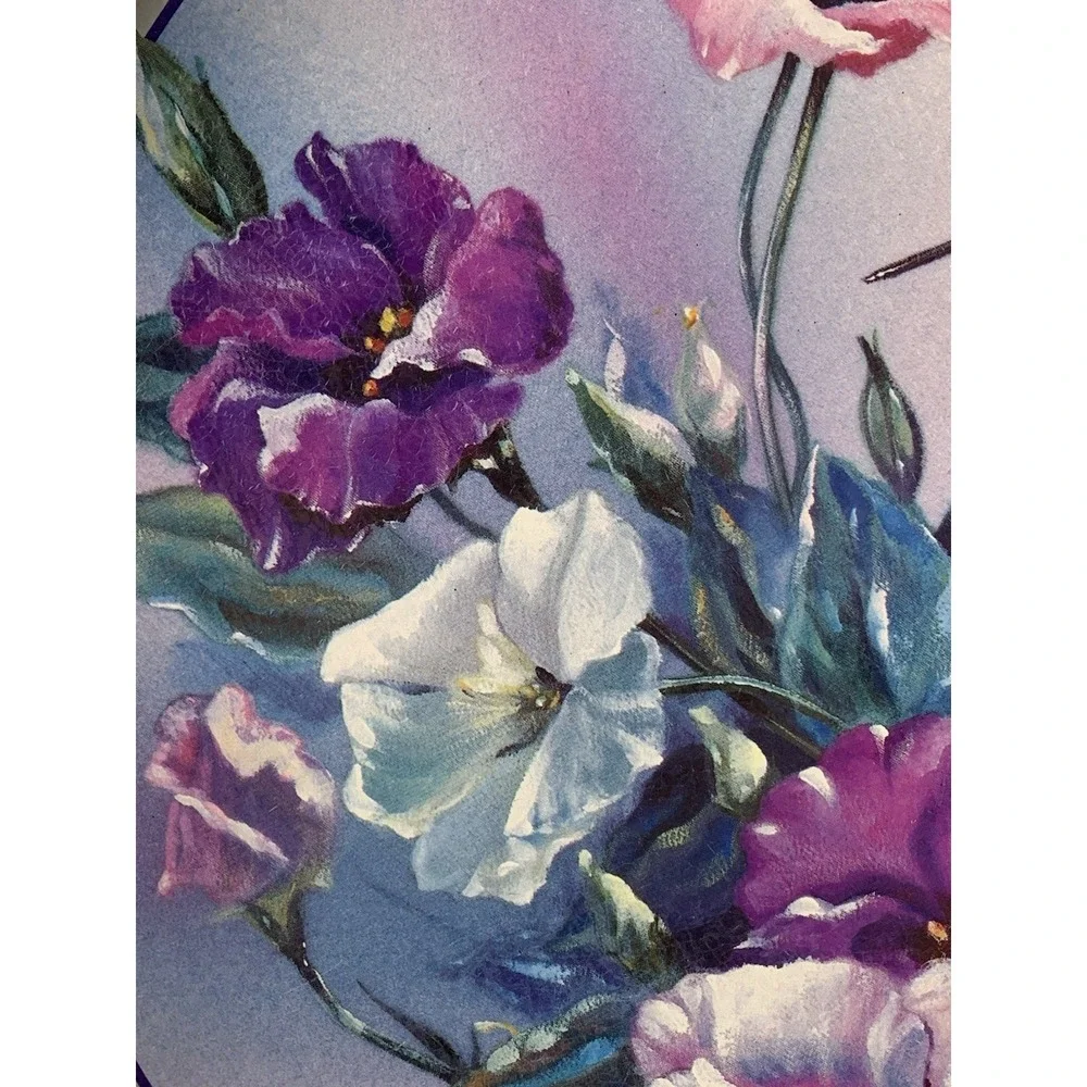 Vintage Hummingbird and Purple‎ Floral Serving Metal Tray Giftco Inc. 13.5